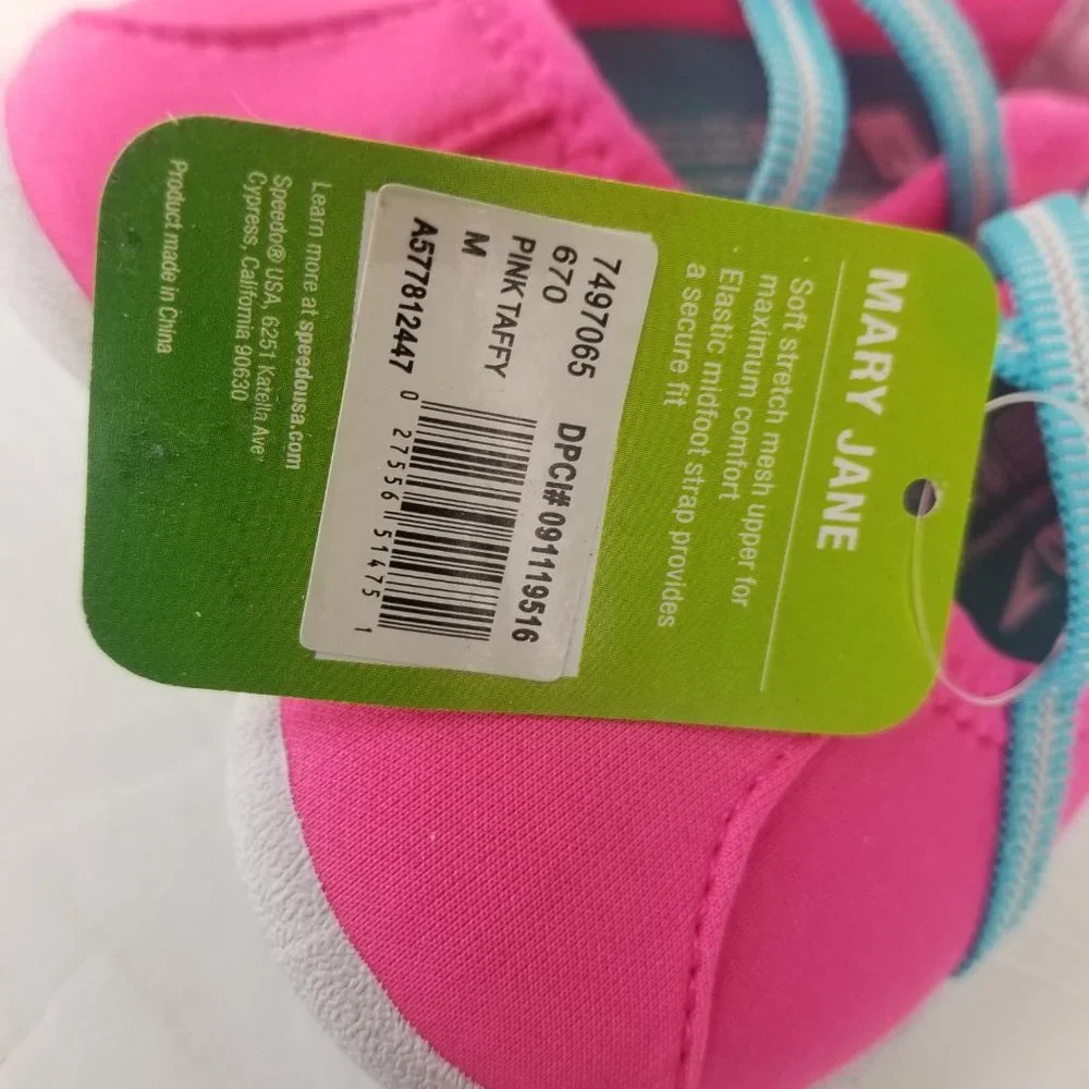 NWT Speedo Toddler Girls Sz 7 / 8 Mary‎ Jane Water Shoes- Pink Taffy Slip On